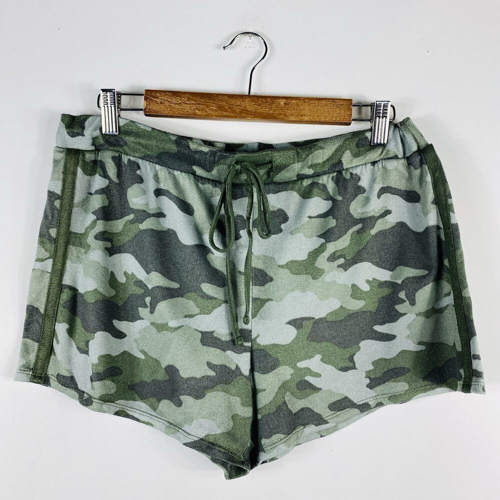 Lucky Brand Pajama Shorts Women's Large Green Camo Sleep Drawstring